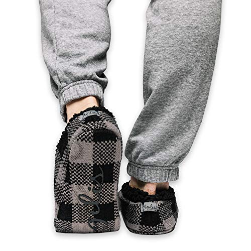 Calcetines Zapatillas de Hombre, Agilis Soft Step Technology con Planta de Memory Foam (Black Grey Checker, 43)