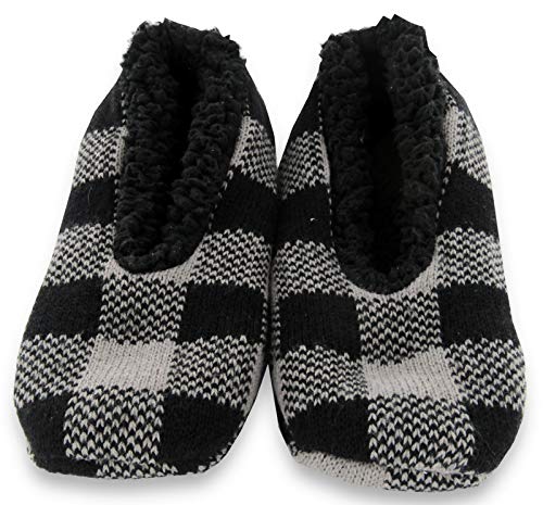 Calcetines Zapatillas de Hombre, Agilis Soft Step Technology con Planta de Memory Foam (Black Grey Checker, 43)