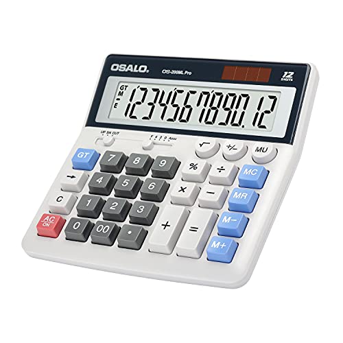 Calculadora de Bolsillo de Teclas Grandes, Pantalla Grande, 12 dígitos, calculadora de Oficina (OS-200ML)