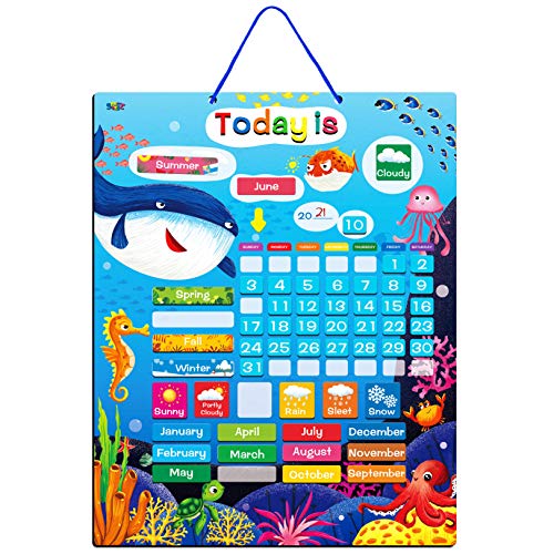 Calendario de aprendizaje magnético Herramienta de aprendizaje educativo portátil para preescolares o niños pequeños (versión inglesa)