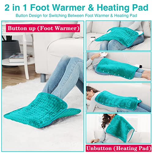 Calentador de Pies & Almohadilla Térmica 2 en 1 Eléctrico, JOBYNA Almohadilla de Terapia de Calor Extragrande para Aliviar el Dolor con Cinturón, 30-70℃ & 10-90min Ajustable (45 * 70 cm)