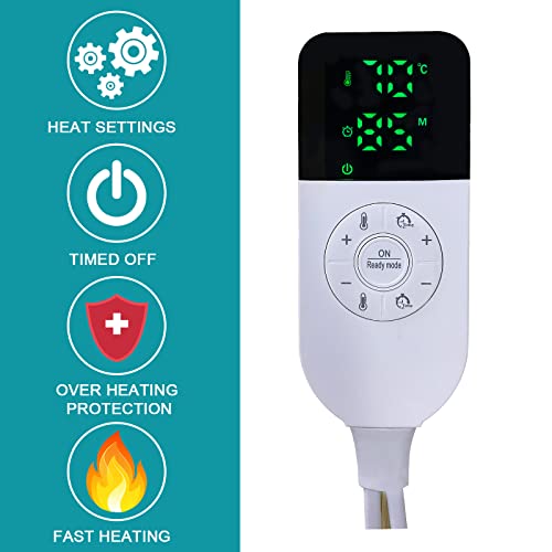 Calentador de Pies & Almohadilla Térmica 2 en 1 Eléctrico, JOBYNA Almohadilla de Terapia de Calor Extragrande para Aliviar el Dolor con Cinturón, 30-70℃ & 10-90min Ajustable (45 * 70 cm)