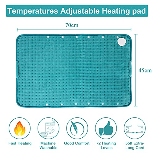 Calentador de Pies & Almohadilla Térmica 2 en 1 Eléctrico, JOBYNA Almohadilla de Terapia de Calor Extragrande para Aliviar el Dolor con Cinturón, 30-70℃ & 10-90min Ajustable (45 * 70 cm)