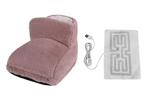 Calentador de pies con USB para calentar los pies de felpa, comodidad para invierno, oficina, masaje de habitación (rosa)