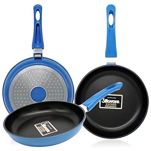 Callaway Indigo Batería Cocina Inducción 7 Piezas Aluminio Fundido Antiadherente, Set Cazuelas Tapas Cristal, Sartenes, Cazo, Gran Espesor, Vitrocerámica, Gas