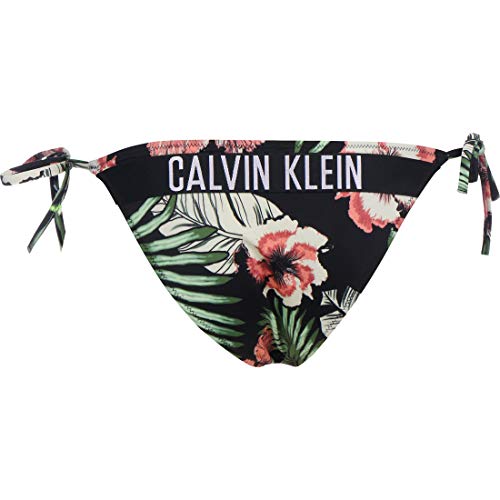 Calvin Klein Cheeky String Side Tie-pr Braguita de Bikini, Tropical Print Black, L para Mujer
