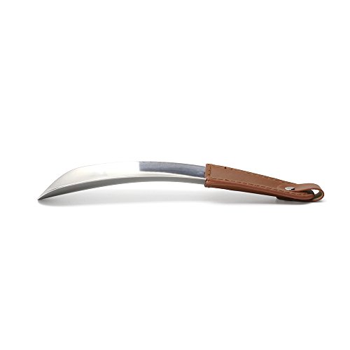 Calzador 2pc-Calzador de acero inoxidable con correa de cuero - Adecuado para todos los tamaños de pie - Fácil de utilizar, perfecto para viajar - Accesorio clásico para caballeros
