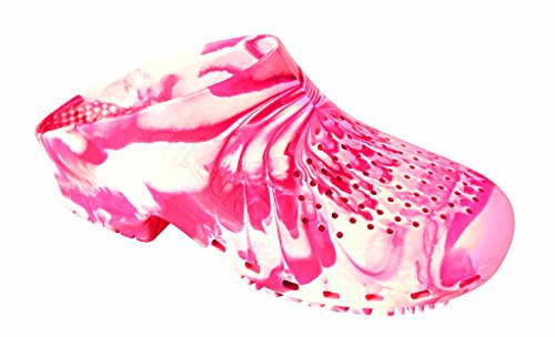 CALZURO Zueco autoclavable con ventilación superior, Rosado/Blanco,