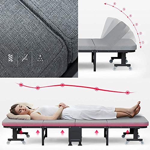 Cama Plegable Portátil con Ruedas, Cama De Almuerzo Simple para El Hogar, Oficina, Cuna De Marcha para Adultos, Sillón Siesta, Cama De Acompañante para Hospital,70CM