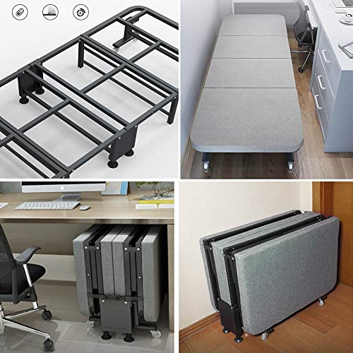 Cama Plegable Portátil con Ruedas, Cama De Almuerzo Simple para El Hogar, Oficina, Cuna De Marcha para Adultos, Sillón Siesta, Cama De Acompañante para Hospital,70CM