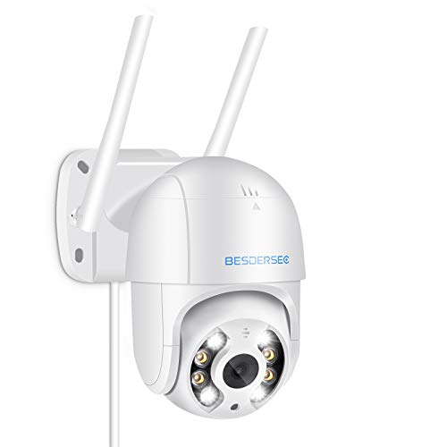 Cámara WiFi Exterior, 5MP Camara WiFi Exterior Motorizada, Camera WiFi Impermeable IP66 con Audio de Dos Vías, Visión Nocturna 50M en Color Detección de Movimiento Monitorización Inteligente