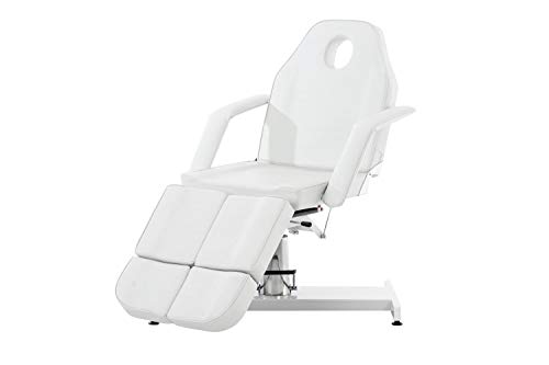 Camilla Estética Hidráulica Split V2 en Cuero PU I Camilla de Masaje Profesional I Silla Dentista Regulable & con Reposabrazos Extraíbles I, Color:Blanco