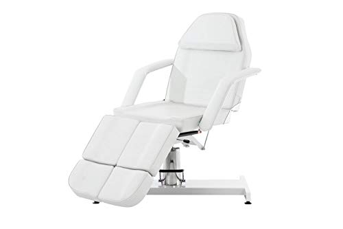 Camilla Estética Hidráulica Split V2 en Cuero PU I Camilla de Masaje Profesional I Silla Dentista Regulable & con Reposabrazos Extraíbles I, Color:Blanco