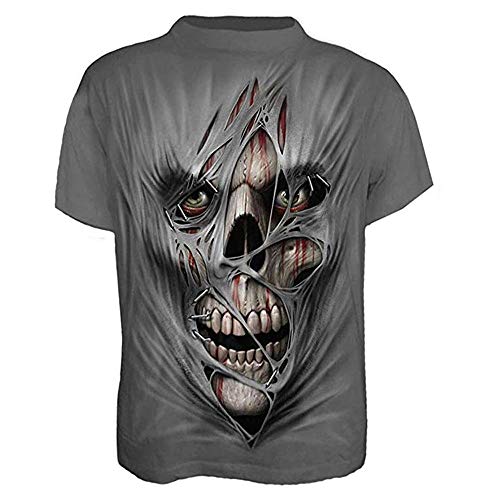 Camiseta de Manga Corta de impresión de Alta definición de Moda de Calavera 3D