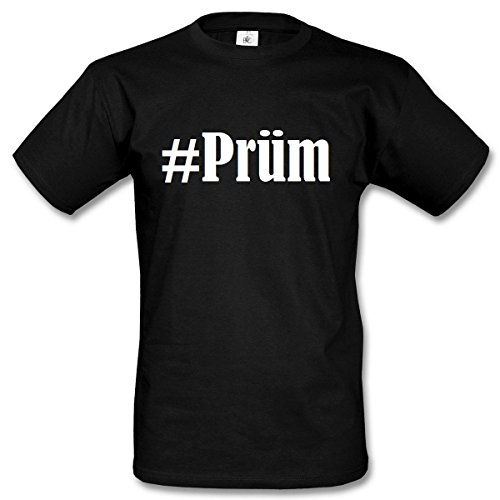 Camiseta #Prüm Hashtag con rombos para hombre, mujer y niños en los colores blanco y negro Negro XXXL