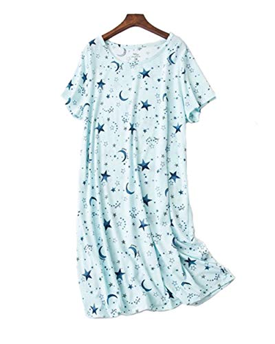 Camisón Mujer Verano Camisones de algodón Manga Corta Ropa de Dormir Elegante Grande Talla