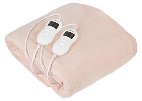 Camry CR 7424 Calienta Camas Eléctrico Doble, 120W, 8 Niveles de Temperatura, Temporizador, Lavable, 150 x 160 cm, Protección por Sobrecalentamiento, Forro Polar, Beige