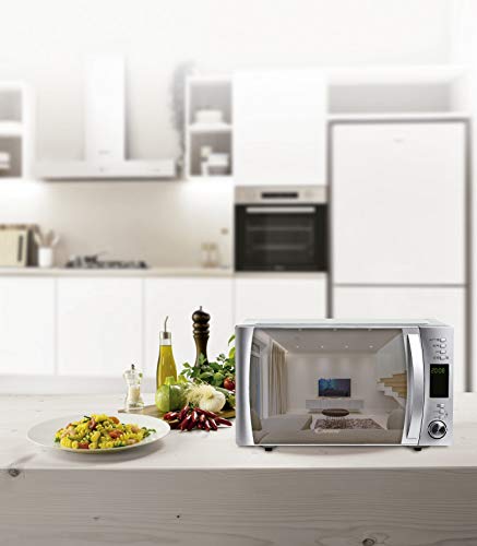 Candy CookinApp CMXG25GDSS, Microondas con grill, 25L, Digital, App simply-Fi, 5 niveles potencia, 40 programas automáticos, Plato giratorio 31,5cm, Express Cooking, 900W/1000W, Puerta espejo