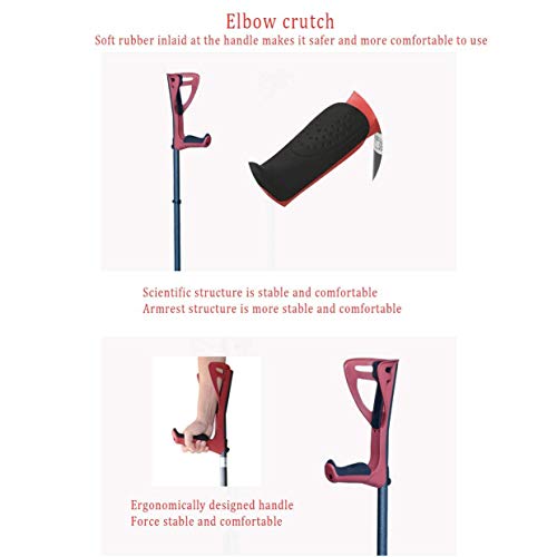CANE (1 unidad) de muletas ergonómicas para el antebrazo: ajustables para adultos, plegables, ergonómicas, amortiguadoras, antideslizantes, plataformas de apoyo para las rodillas, rojo (color: rojo)