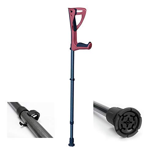 CANE (1 unidad) de muletas ergonómicas para el antebrazo: ajustables para adultos, plegables, ergonómicas, amortiguadoras, antideslizantes, plataformas de apoyo para las rodillas, rojo (color: rojo)