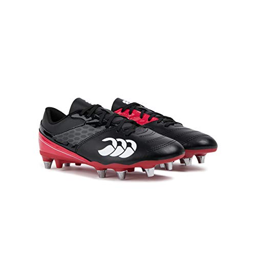 Canterbury of New Zealand Phoenix Raze Soft Ground Zapatillas de rugby Hombre, Negro (Black/ True Red 989), 44.5 EU