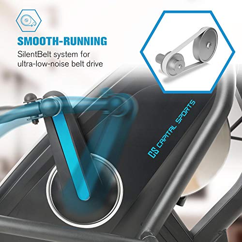 Capital Sports Helix Star MR - Bicicleta eliptica para casa con ordenador, Máquina de correr elíptica, Bluetooth, 32 niveles, App móvil, Inercia de 21 kg, Soporte tablet, Pulsómetro, Antracita