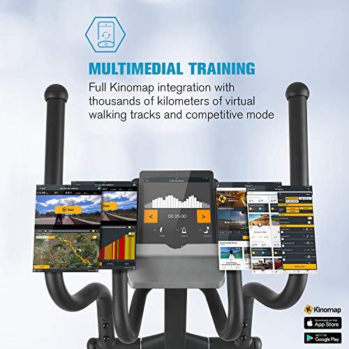 Capital Sports Helix Star MR - Bicicleta eliptica para casa con ordenador, Máquina de correr elíptica, Bluetooth, 32 niveles, App móvil, Inercia de 21 kg, Soporte tablet, Pulsómetro, Antracita