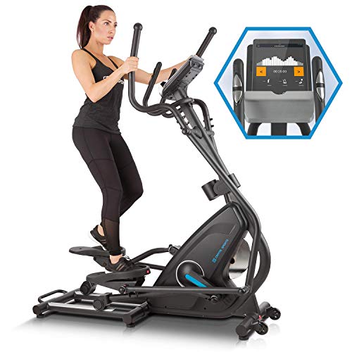 Capital Sports Helix Star MR - Bicicleta eliptica para casa con ordenador, Máquina de correr elíptica, Bluetooth, 32 niveles, App móvil, Inercia de 21 kg, Soporte tablet, Pulsómetro, Antracita