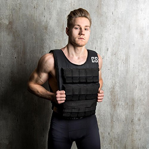 CAPITAL SPORTS Monstervest - Chaleco lastrado, Chaleco Peso Entrenamiento Relleno de Metal, Chaleco de Peso con Correa Ajuste Nylon, Exterior Reforzado, Acolchado Suave, 20 kg Peso, Negro