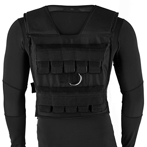 CAPITAL SPORTS Monstervest - Chaleco lastrado, Chaleco Peso Entrenamiento Relleno de Metal, Chaleco de Peso con Correa Ajuste Nylon, Exterior Reforzado, Acolchado Suave, 20 kg Peso, Negro