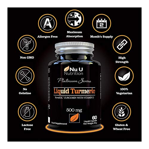 Cápsulas de Cúrcuma Curcumina (Líquidas) con Vitamina D | 185 Veces Más Biodisponibilidad Curcumina NovaSOL® | Curcuma Curcumina Líquida Vegetariana de Calidad Superior de Alta Potencia