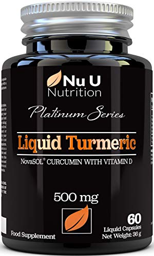 Cápsulas de Cúrcuma Curcumina (Líquidas) con Vitamina D | 185 Veces Más Biodisponibilidad Curcumina NovaSOL® | Curcuma Curcumina Líquida Vegetariana de Calidad Superior de Alta Potencia