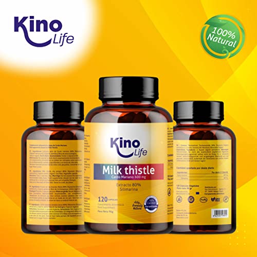 CARDO MARIANO 120 cápsulas | La Dosis Más Alta: 600 mg por cápsula vegana | Extracto 80% de Silimarina | Sin estearato magnesio | Detox + Hígado y Vesícula | Facilita Digestión | Milk Thistle