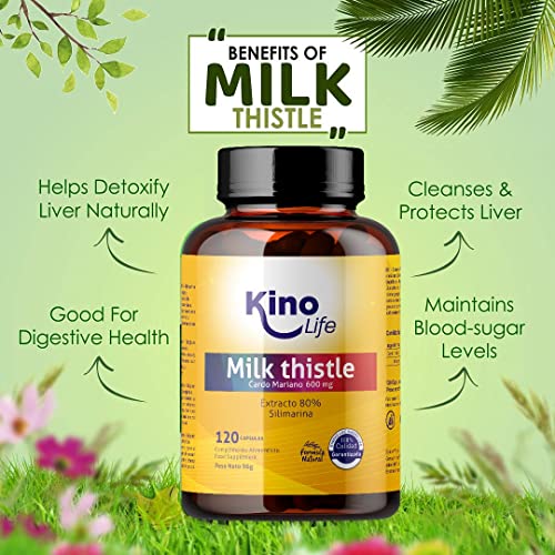 CARDO MARIANO 120 cápsulas | La Dosis Más Alta: 600 mg por cápsula vegana | Extracto 80% de Silimarina | Sin estearato magnesio | Detox + Hígado y Vesícula | Facilita Digestión | Milk Thistle