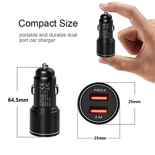 Cargador de Coche para Movil Samsung S20 S21 Plus Ultra FE 5G S8 S9 S10 S10E,Note 10 8 9 20,A12 A02S A30S A30 A20E A51 A21S M21 M31 Sony Xperia 1 5 10 ii iii XZ2,QC3.0+2.4A+2M USB C Cable Carga Rapida