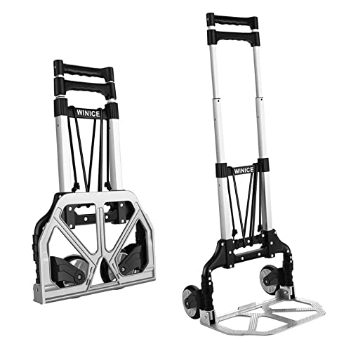 Carro portátil plegable de aluminio resistente de la carretilla del transporte del carro de mano, capacidad de carga de 150 libras, manija telescópica ajustable para el equipaje de viaje oficina