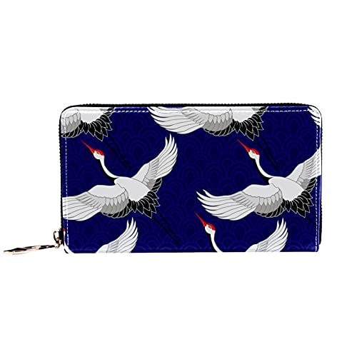 Cartera con cremallera y embrague para teléfono para mujer, diseño de grúa coronada roja, bolso de viaje de cuero bolso de embrague titular de la tarjeta, organizador de pulseras carteras