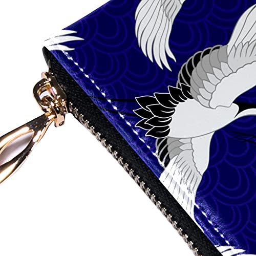 Cartera con cremallera y embrague para teléfono para mujer, diseño de grúa coronada roja, bolso de viaje de cuero bolso de embrague titular de la tarjeta, organizador de pulseras carteras