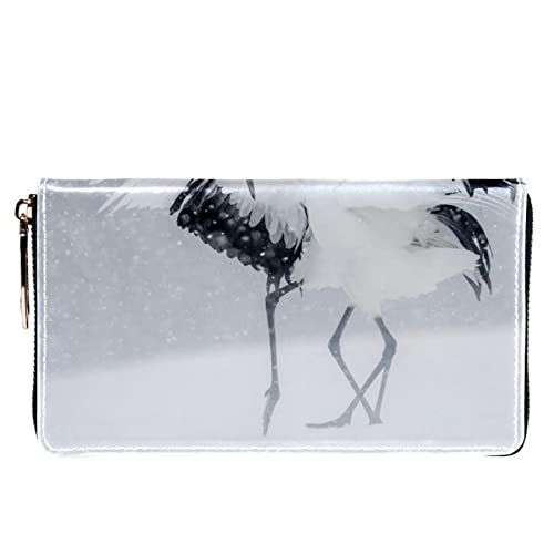 Cartera con cremallera y embrague para teléfono para mujer, grúa, bolso de viaje de cuero, bolso de embrague para tarjetas, organizador de pulseras