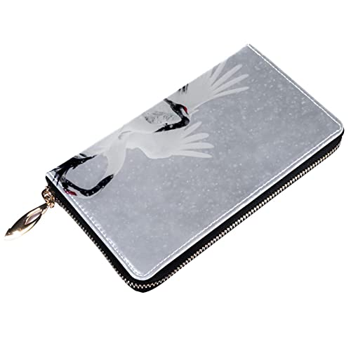 Cartera con cremallera y embrague para teléfono para mujer, grúa, bolso de viaje de cuero, bolso de embrague para tarjetas, organizador de pulseras