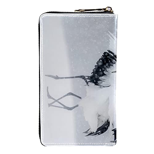 Cartera con cremallera y embrague para teléfono para mujer, grúa, bolso de viaje de cuero, bolso de embrague para tarjetas, organizador de pulseras