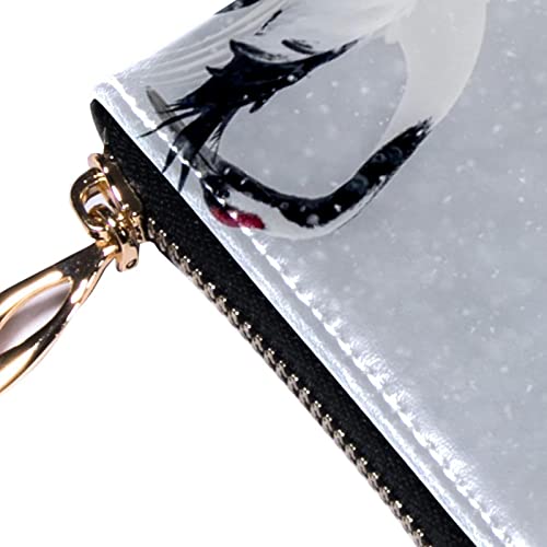 Cartera con cremallera y embrague para teléfono para mujer, grúa, bolso de viaje de cuero, bolso de embrague para tarjetas, organizador de pulseras