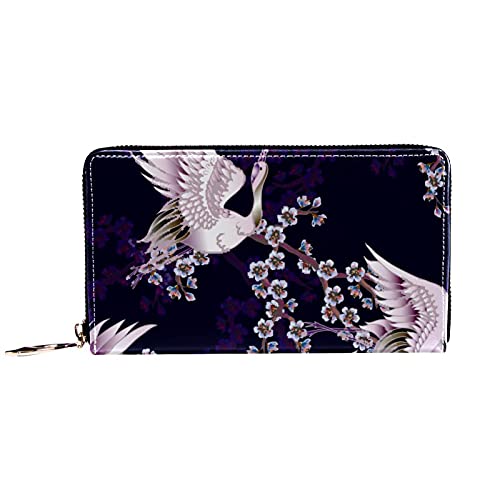 Cartera con cremallera y embrague para teléfono para mujer, patrón de grúa blanca, bolso de viaje, bolso de embrague de cuero, titular de la tarjeta, organizador de muñecas, carteras