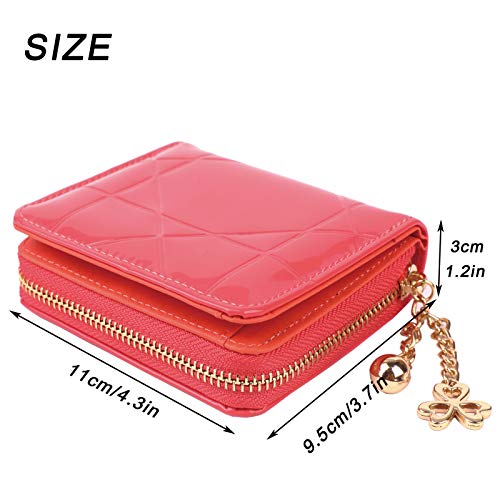 Cartera Mujer Pequeña Billetera Cuero PU Mini Monedero con Bolsillo con Cremallera con 8 Ranuras para Tarjetas Carteras Mujeres Rosa