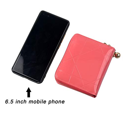 Cartera Mujer Pequeña Billetera Cuero PU Mini Monedero con Bolsillo con Cremallera con 8 Ranuras para Tarjetas Carteras Mujeres Rosa