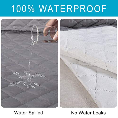 Carvapet Fundas Sofás Impermeable Fundas de Sofá Protector de Mascotas Perros Gatos Antideslizante Cubre Sofá Protector de Muebles (Gris, 2 plazas)