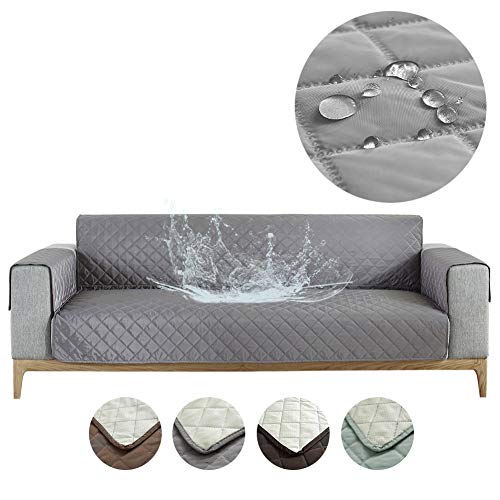 Carvapet Fundas Sofás Impermeable Fundas de Sofá Protector de Mascotas Perros Gatos Antideslizante Cubre Sofá Protector de Muebles (Gris, 2 plazas)