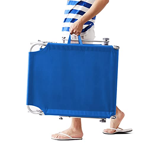 CASARIA 2X Sillas largas Ibiza Plegable con Visera de poliéster Color Azul fácil de Transportar Playa Exterior