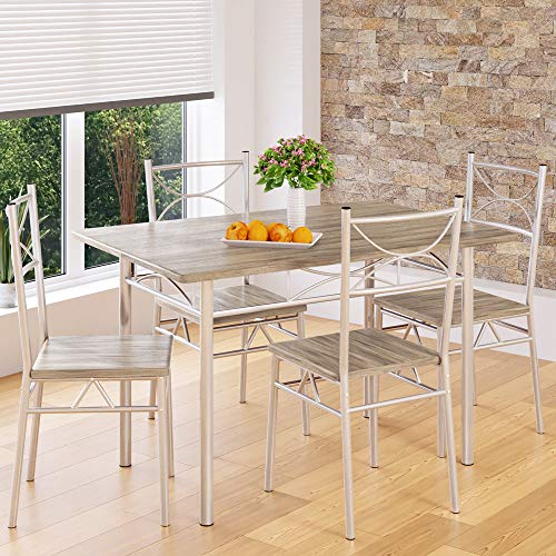CASARIA Conjunto de 1 Mesa y 4 sillas Berlín Muebles de Cocina y de Comedor Roble Mesa de MDF Resistente 110x70 cm.