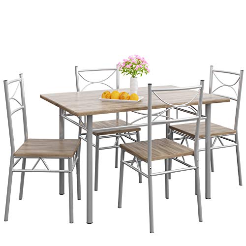 CASARIA Conjunto de 1 Mesa y 4 sillas Berlín Muebles de Cocina y de Comedor Roble Mesa de MDF Resistente 110x70 cm.